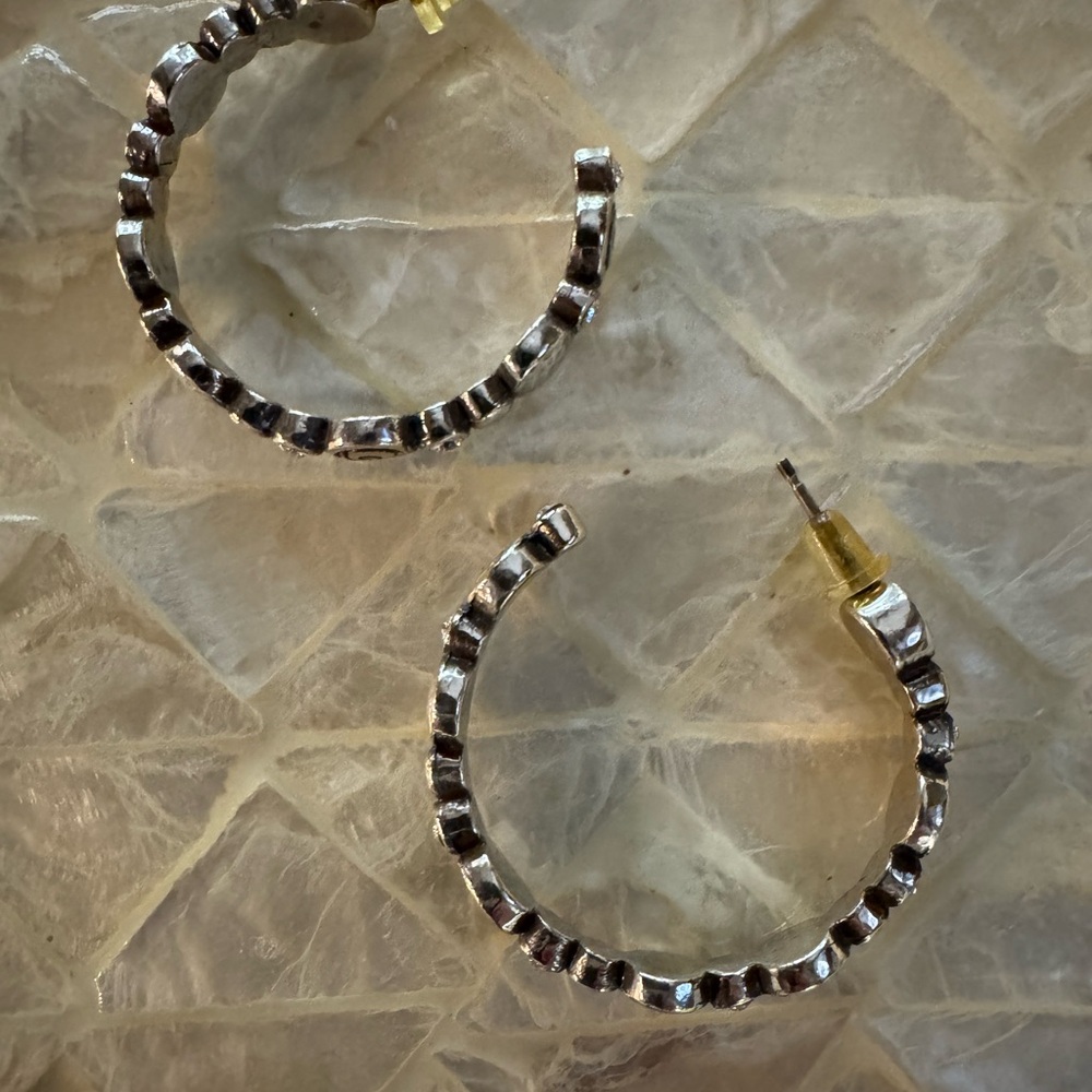 Brighton Textured Silver Hoop Earrings